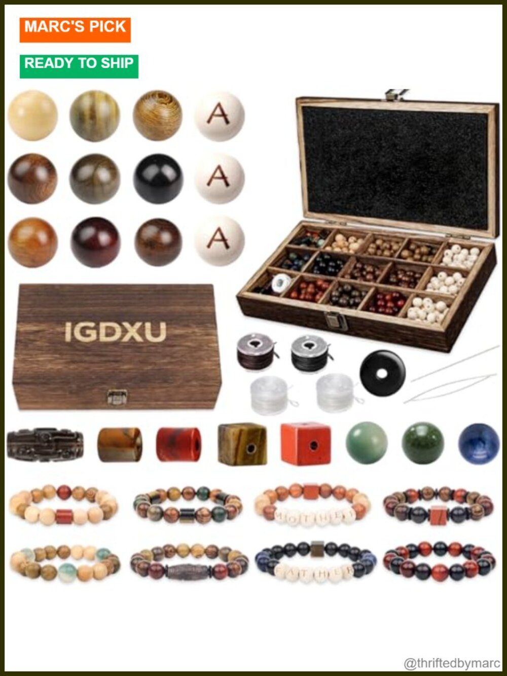 370 PCS Wood Bead Jewelry Making Kit DIY Bracelet Craft Set with Letter Beads